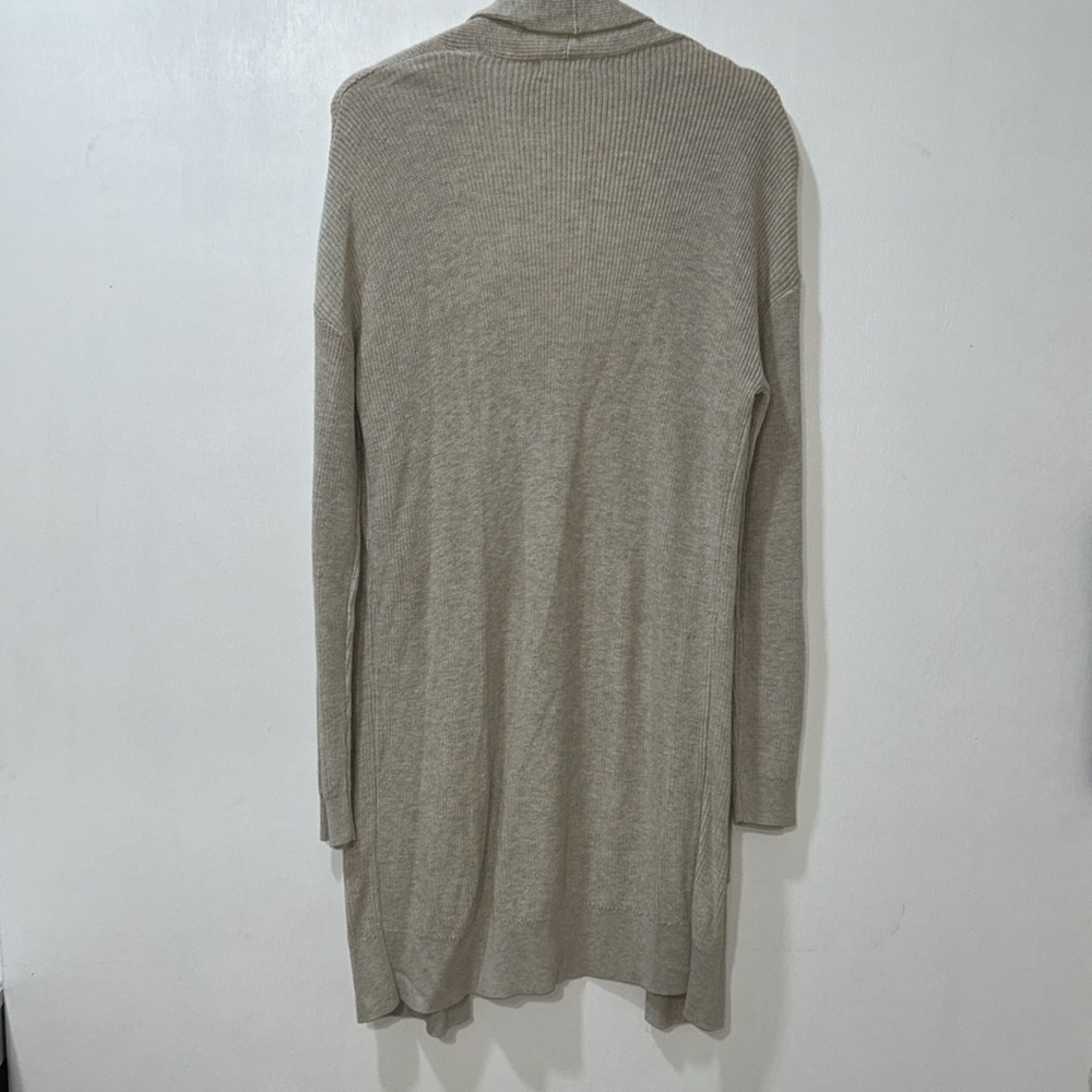 B.P WOMENS OPEN FRONT LONG LINE CARDIGAN BEIGE Sz MD - Picture 2 of 8